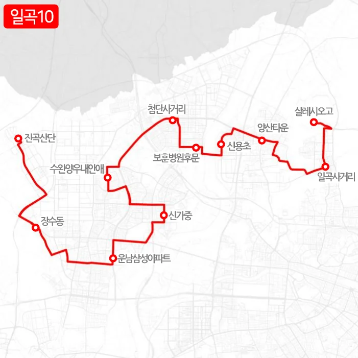 개편 전 일곡10번 노선도