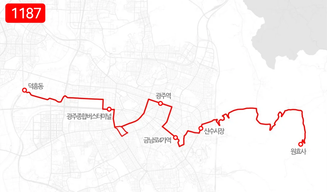 개편 전 1187번 노선도