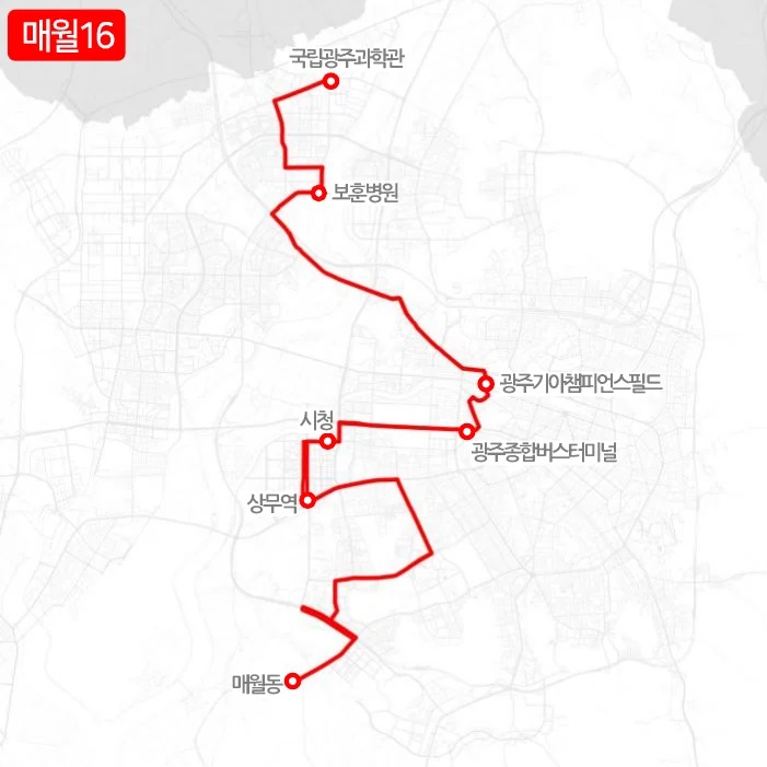 개편 전 매월16번 노선도