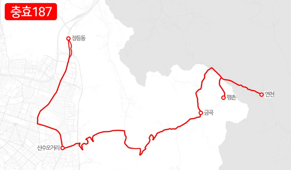 개편 전 충효187번 노선도