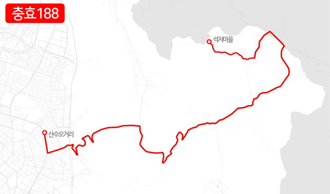 개편 전 충효188번 노선도