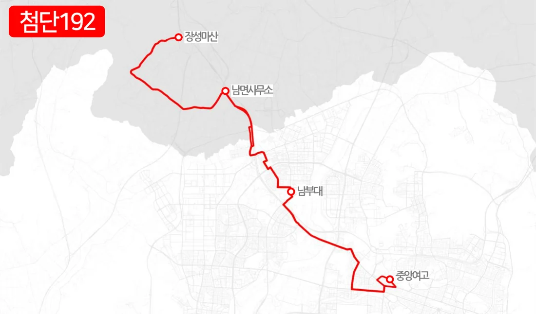 개편 전 첨단192번 노선도