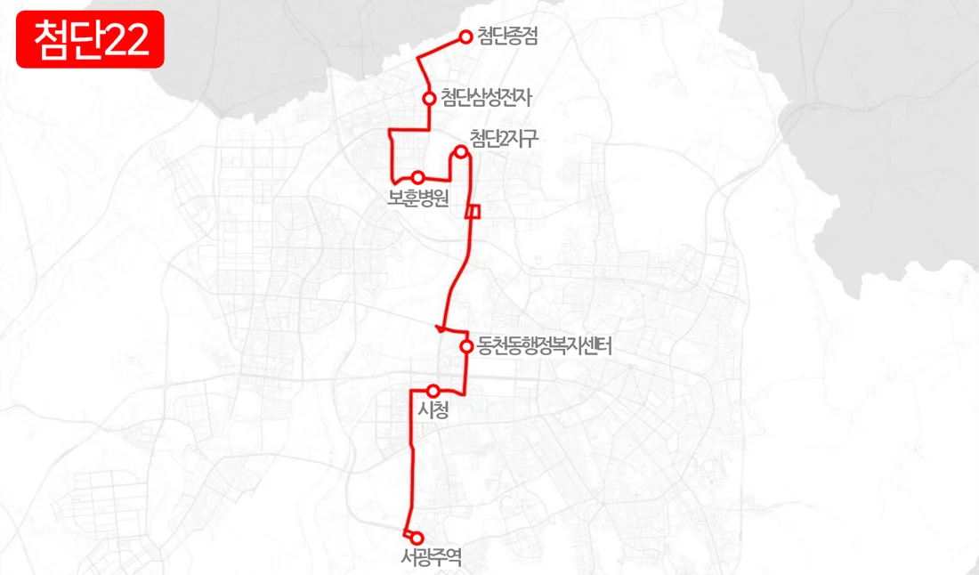 개편 전 첨단22번 노선도