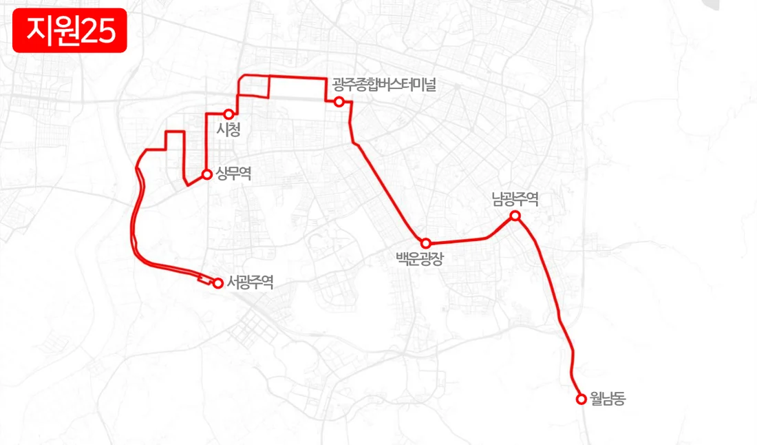 개편 전 지원25번 노선도