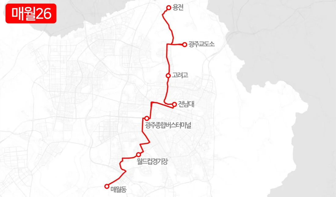 개편 전 매월26번 노선도