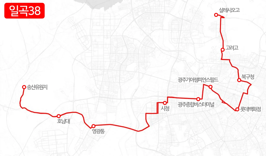 개편 전 일곡38번 노선도