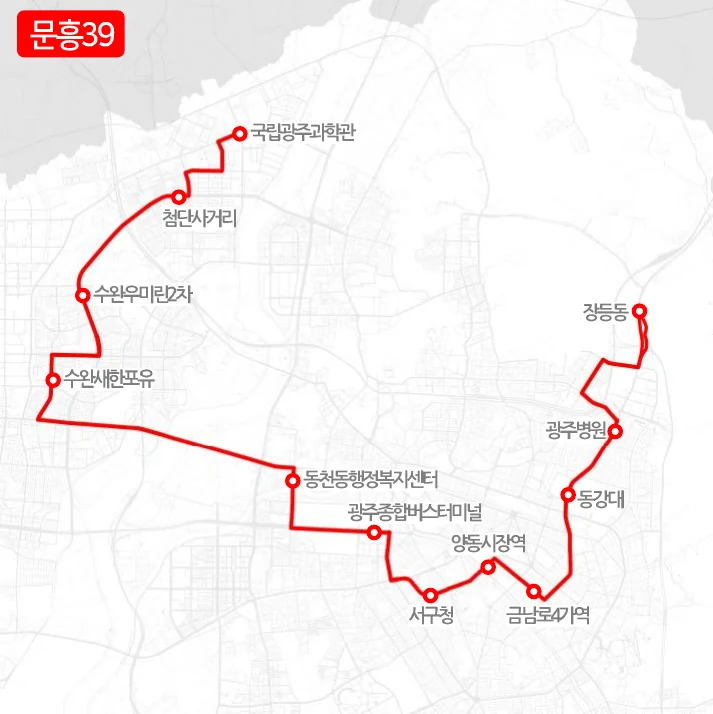 개편 전 문흥39번 노선도