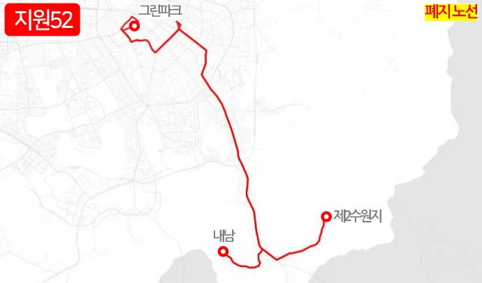 개편 전 지원52번 노선도