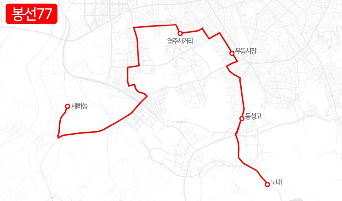 개편 전 진월77번 노선도