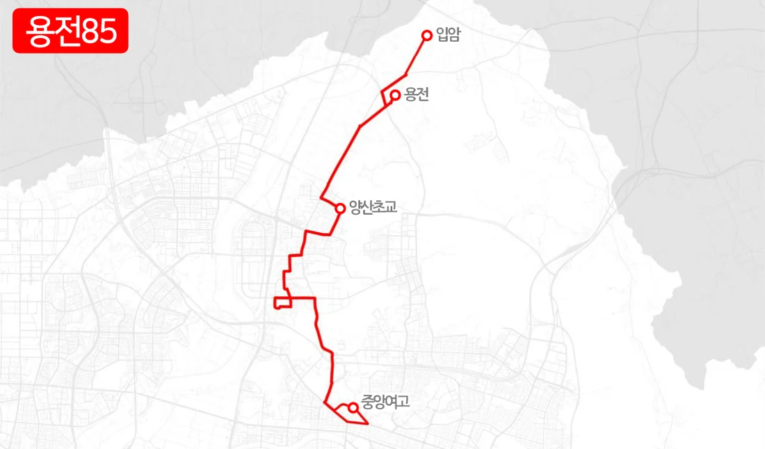 개편 전 용전85번 노선도