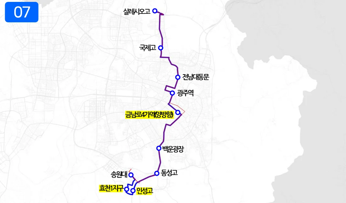 개편 후 07번 노선도
