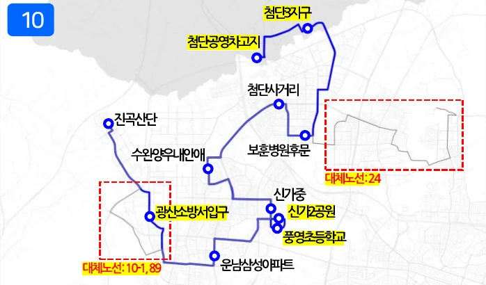 개편 후 10번 노선도