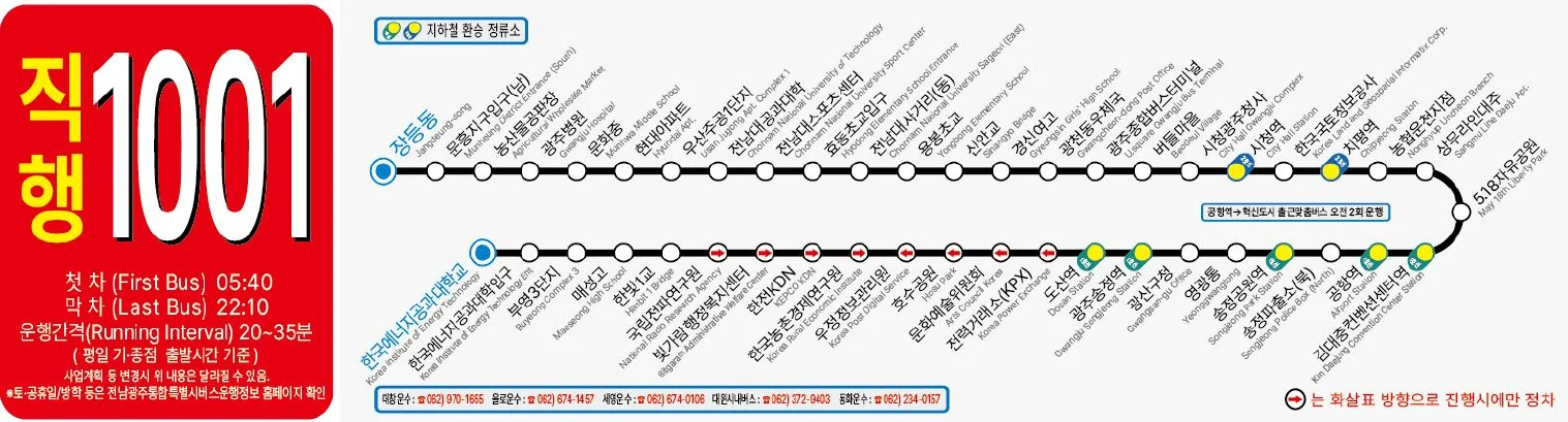 1001번 정류장 안내도