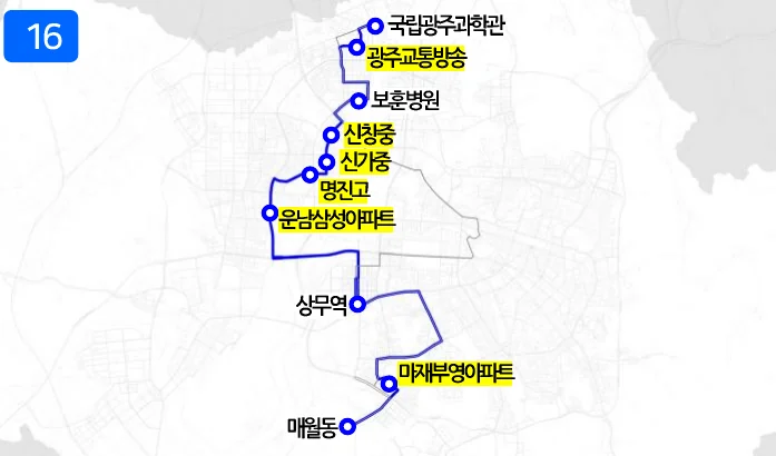 개편 후 16번 노선도