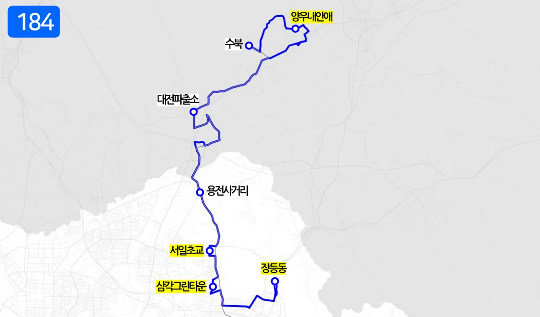 개편 후 184번 노선도