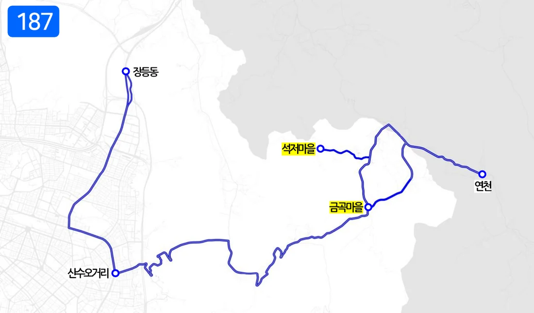 개편 후 187번 노선도