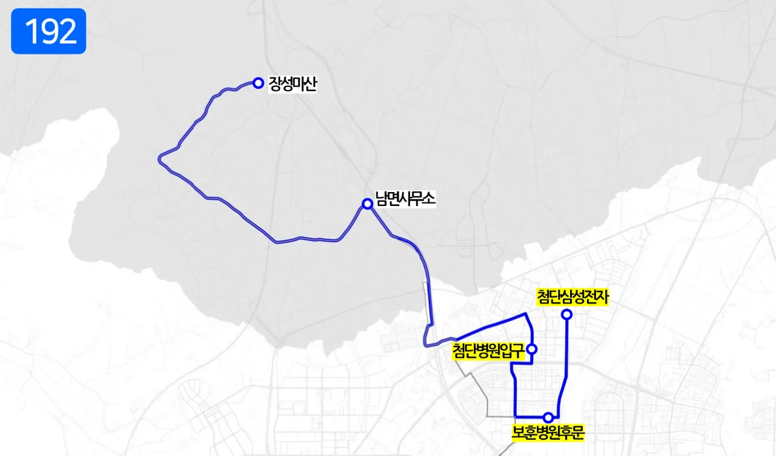 개편 후 192번 노선도