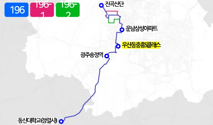 개편 후 196번 노선도