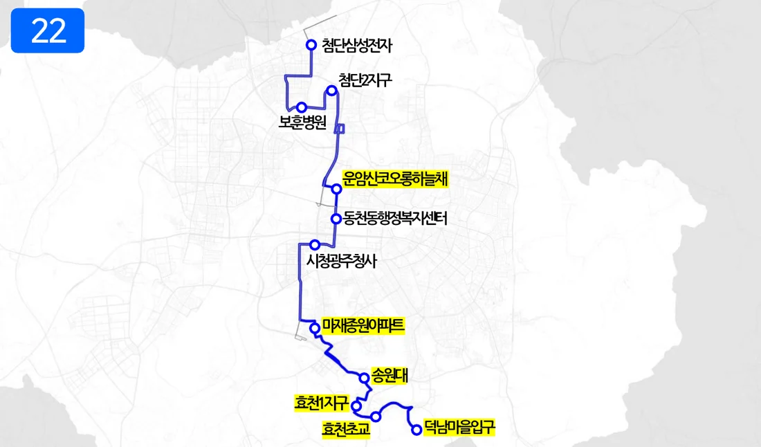 개편 후 22번 노선도