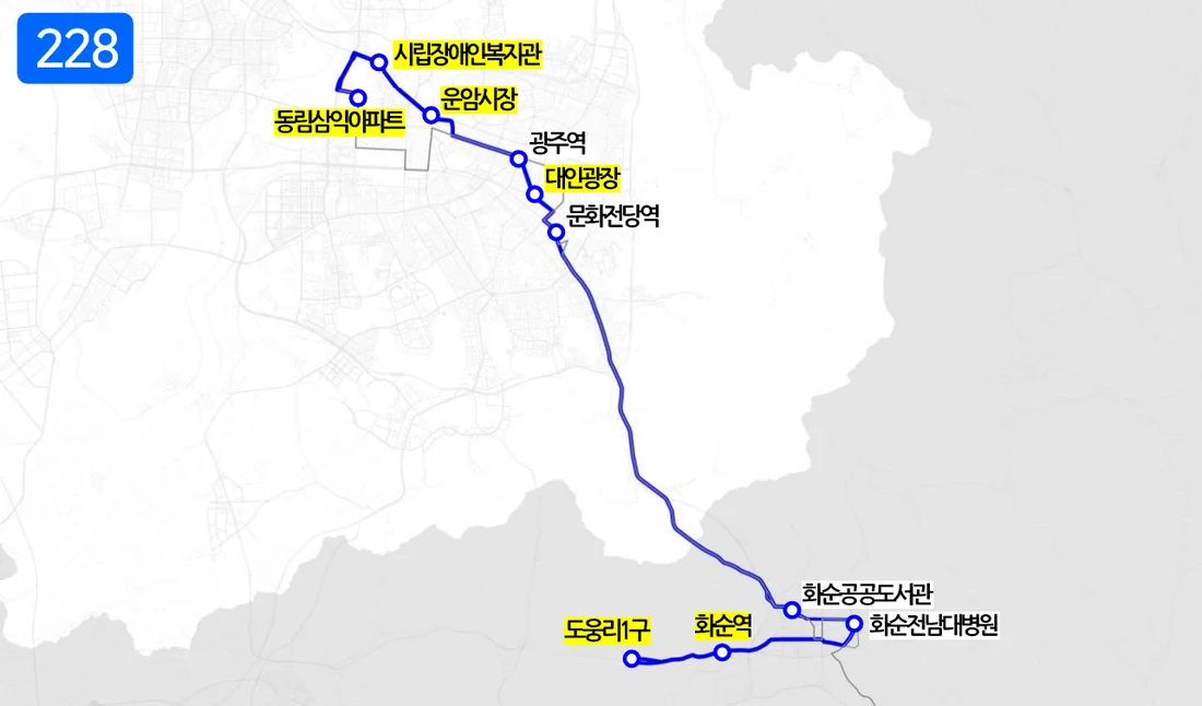 개편 후 228번 노선도