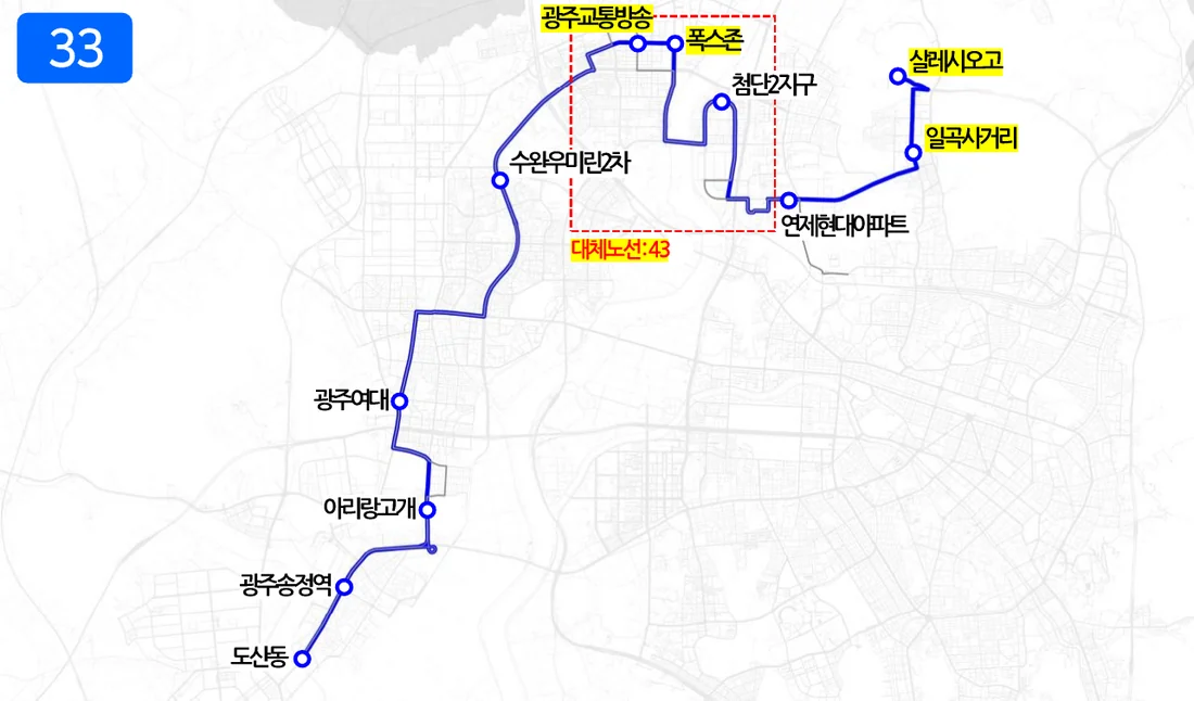 개편 후 33번 노선도