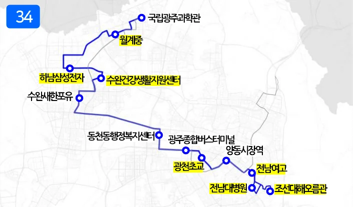 개편 후 34번 노선도
