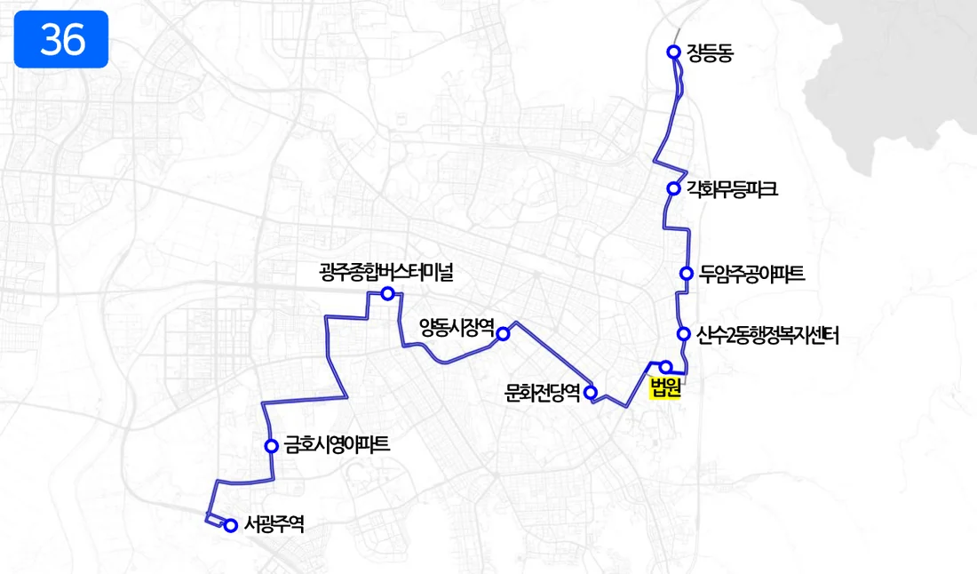 개편 후 36번 노선도