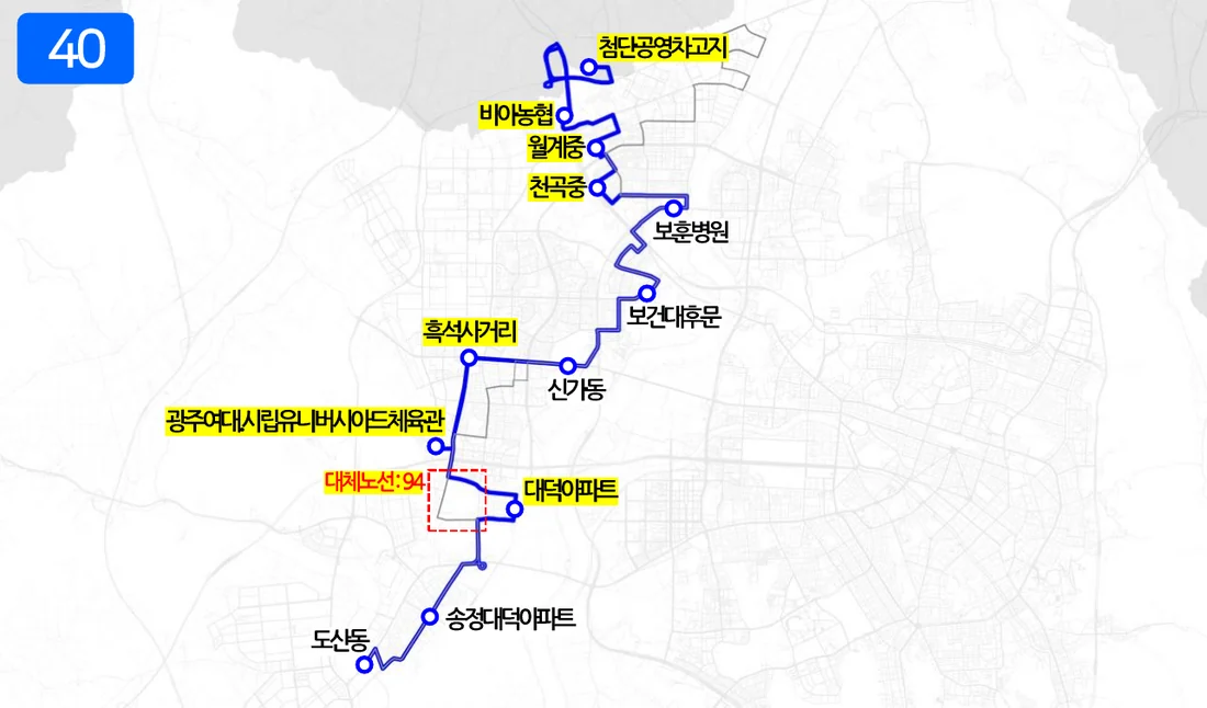 개편 후 40번 노선도