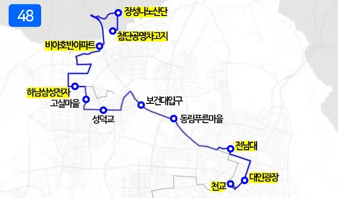 개편 후 48번 노선도