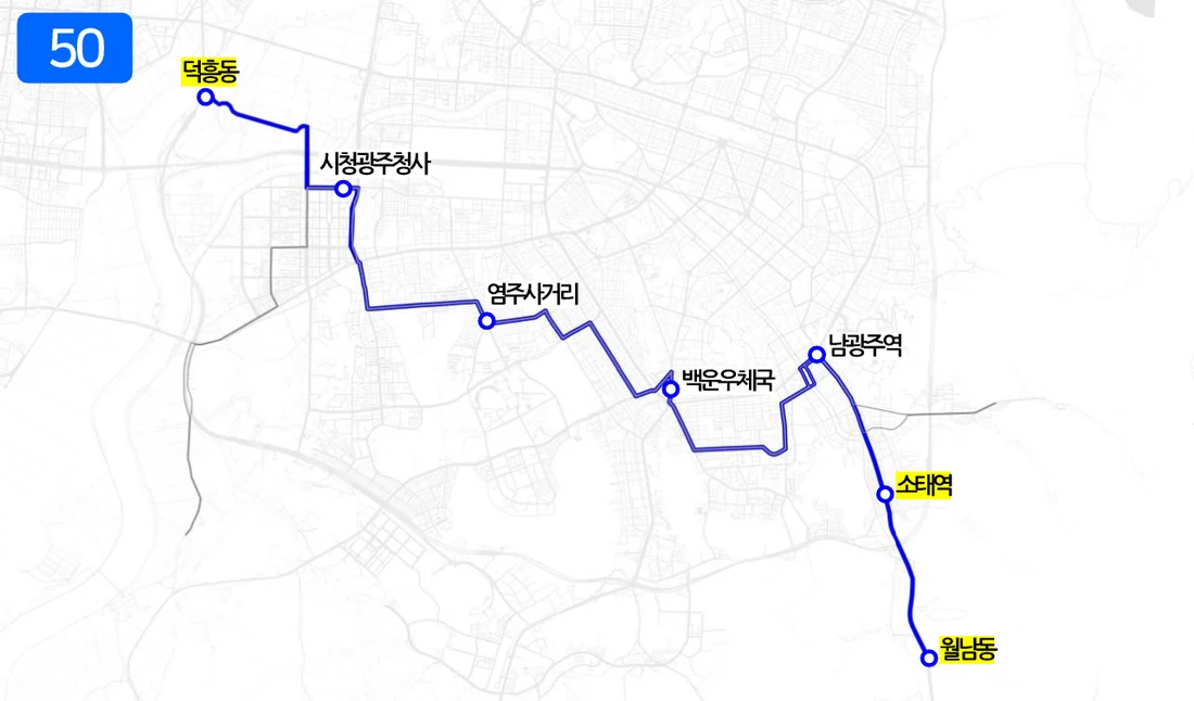 개편 후 50번 노선도