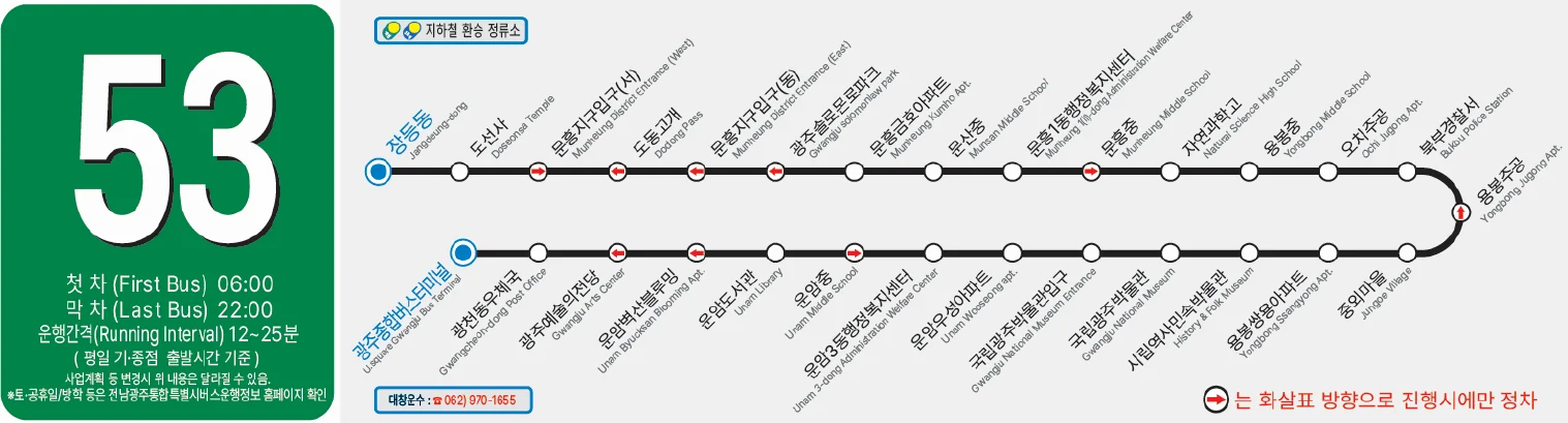 53번 정류장 안내도
