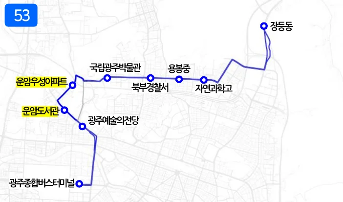 개편 후 53번 노선도