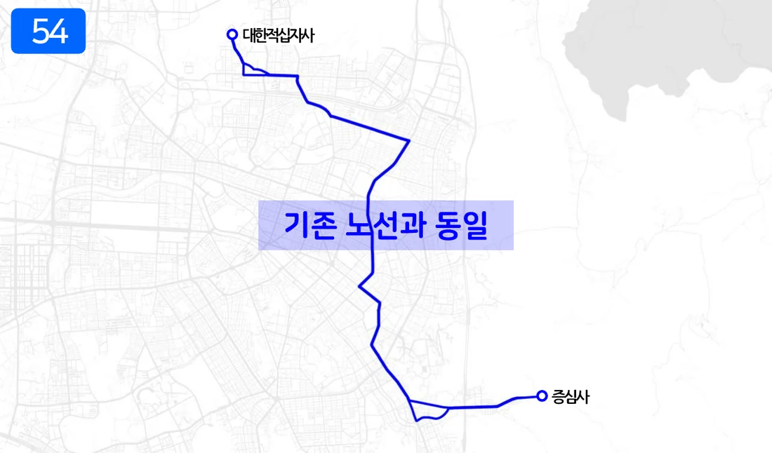 개편 후 54번 노선도