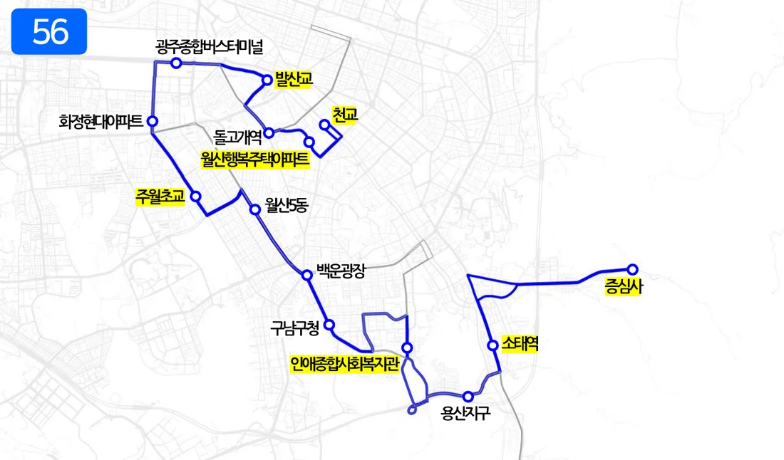 개편 후 56번 노선도