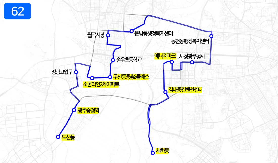 개편 후 62번 노선도