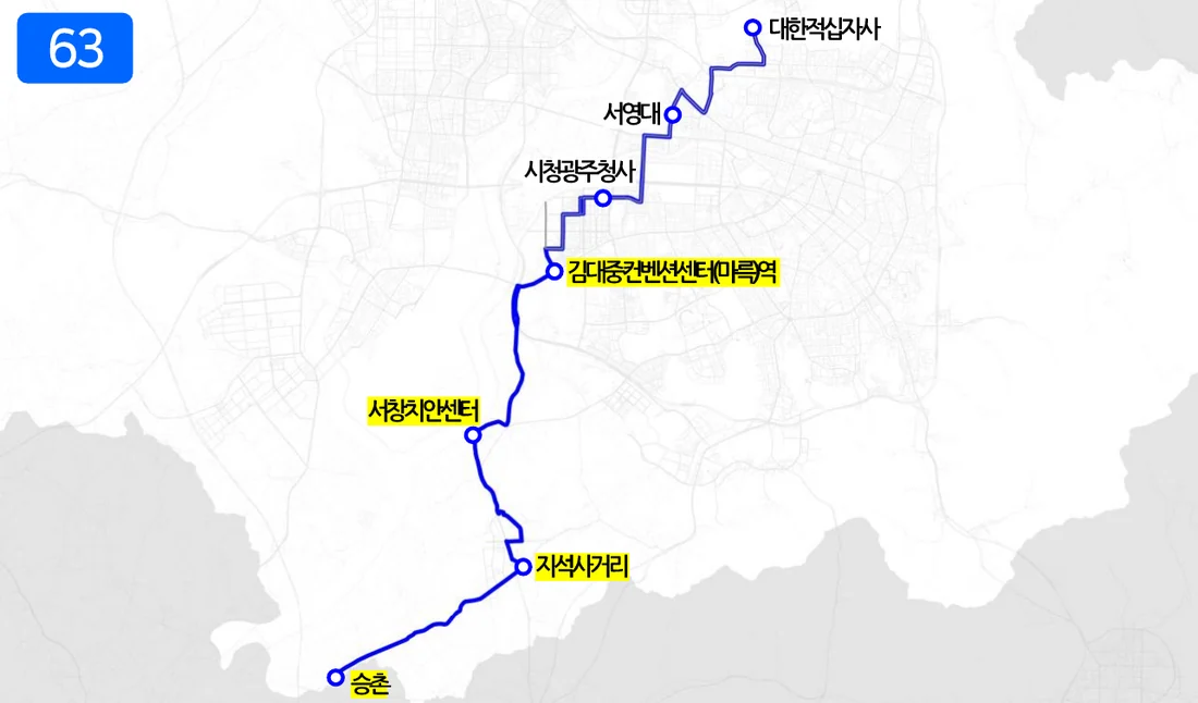 개편 후 63번 노선도