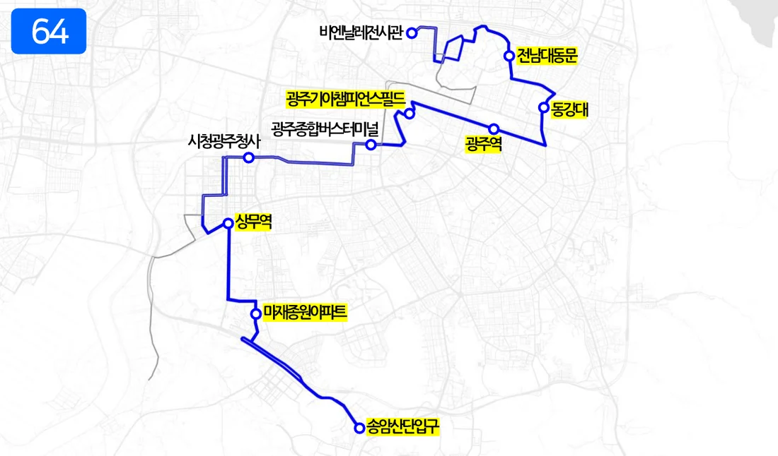 개편 후 64번 노선도