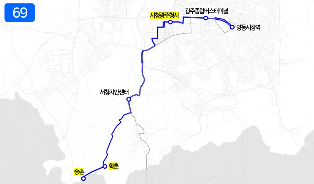 개편 후 69번 노선도