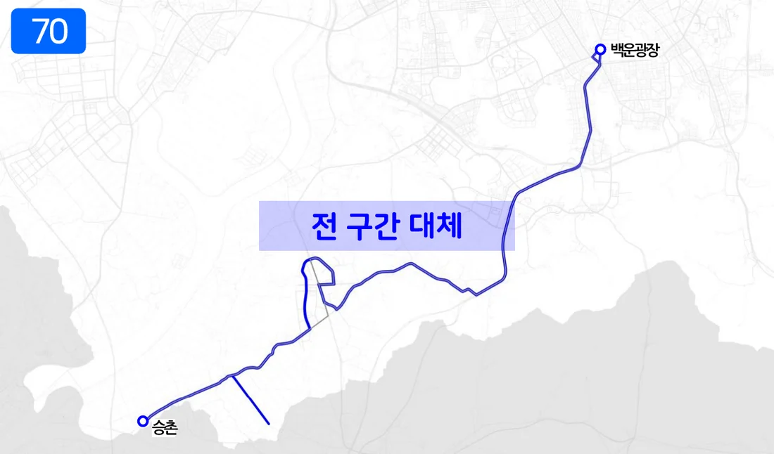개편 후 70번 노선도
