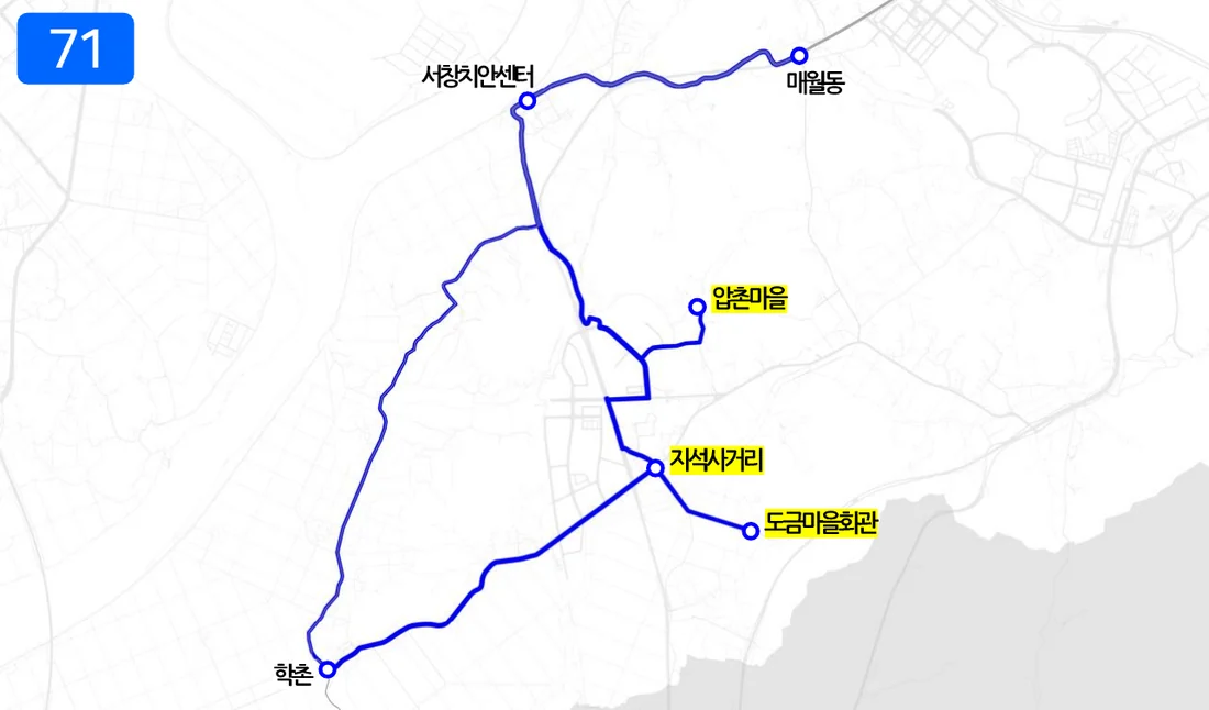 개편 후 71번 노선도