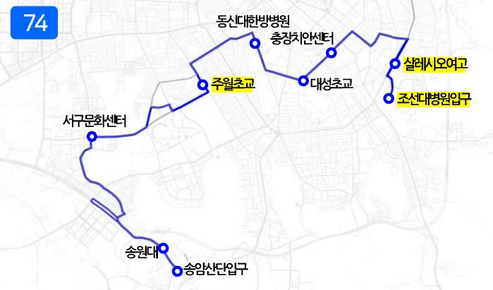 개편 후 74번 노선도
