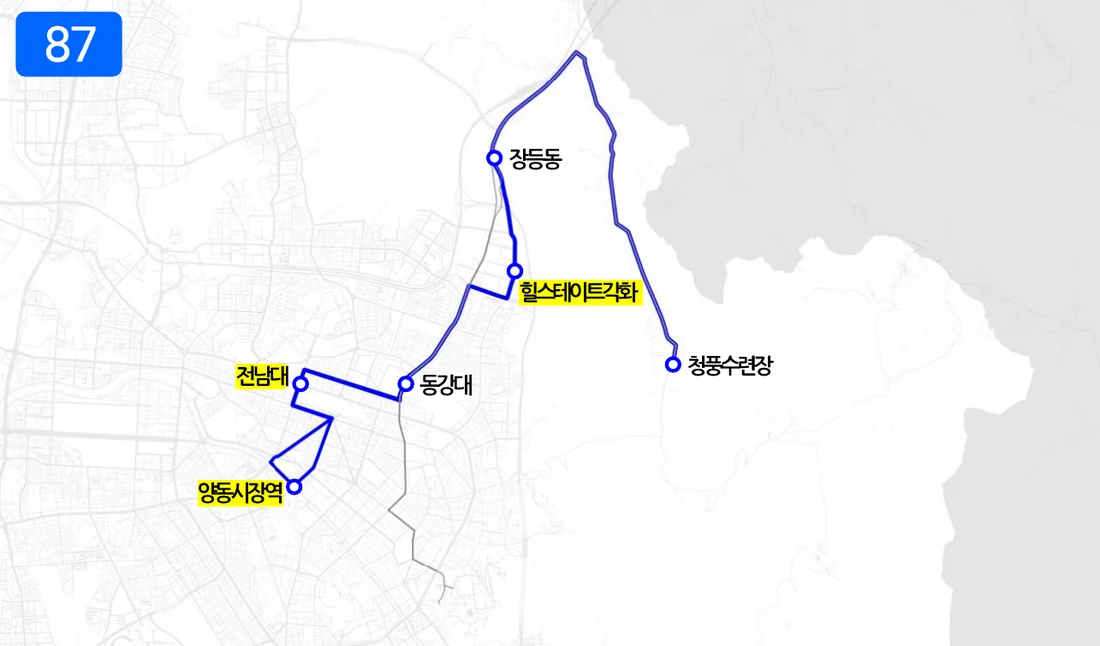개편 후 87번 노선도