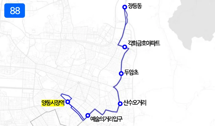 개편 후 88번 노선도