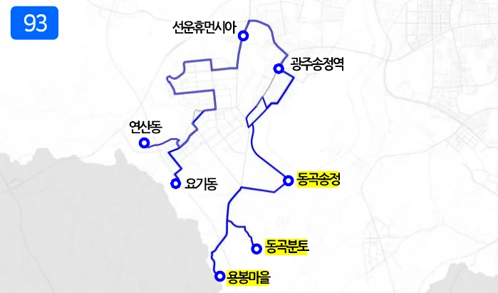 개편 후 93번 노선도