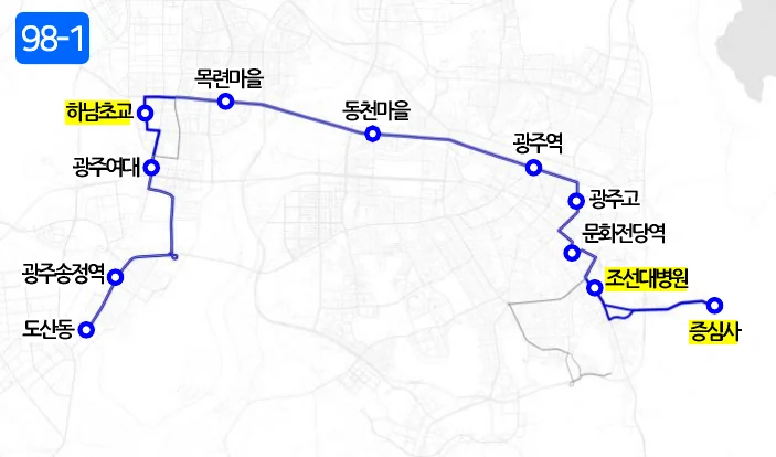개편 후 98-1번 노선도