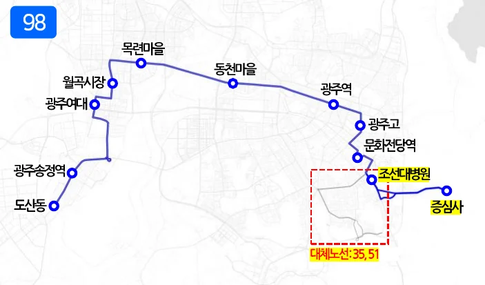 개편 후 98번 노선도
